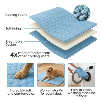 ChillWave Ice Silk Cooling Mat For Dogs & Cats (Summer Comfort)