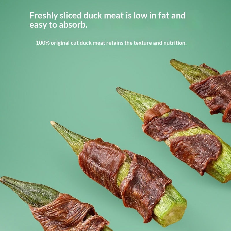 Pet Dog Treats Duck Okra Nutritious Chews bundle of 3